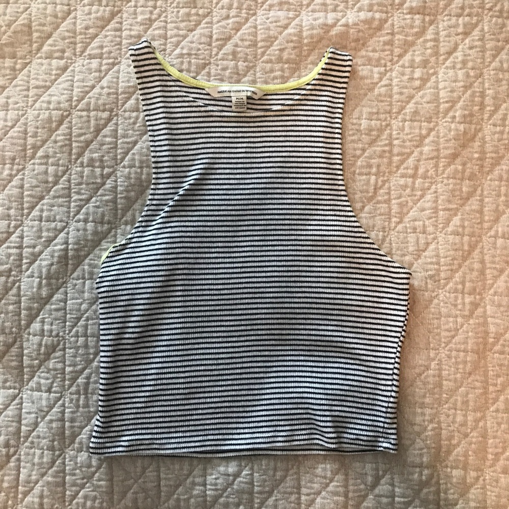 Black & White American Eagle Crop Top